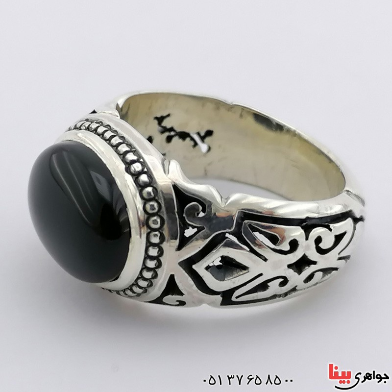 انگشتر عقیق سیاه (اونیکس) بسیار عالی زیبا _کد:19972