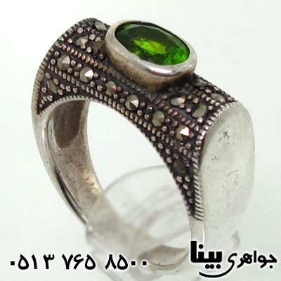 انگشتر زبرجد زنانه مارکازیت مستطیلی
