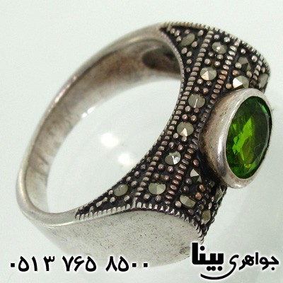 انگشتر زبرجد زنانه مارکازیت مستطیلی