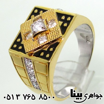 انگشتر نقره مردانه طرح لوزی