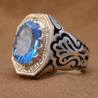 انگشتر توپاز دور الماس مدل شبکه ای 