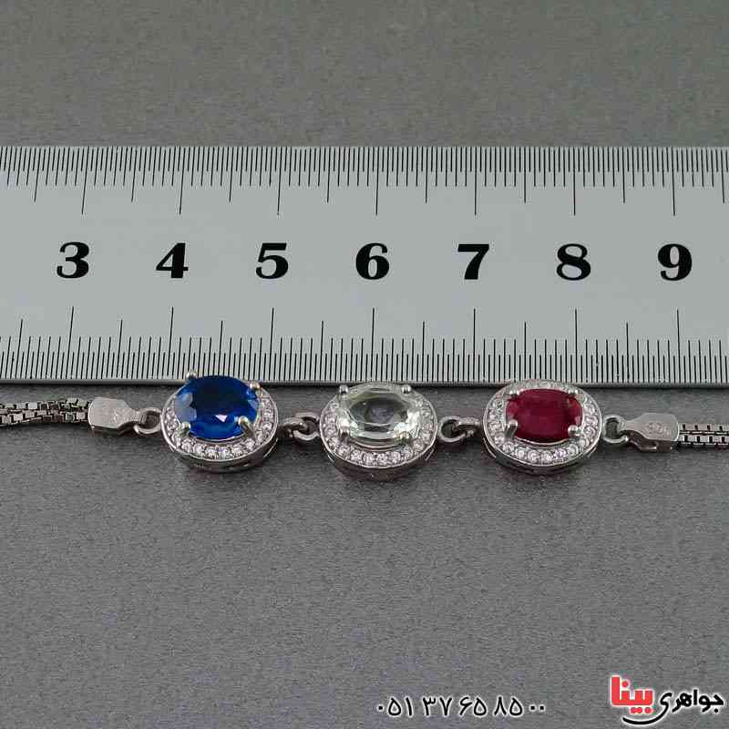 دستبند چند جواهر بسیار عالی زیبا _کد:20036