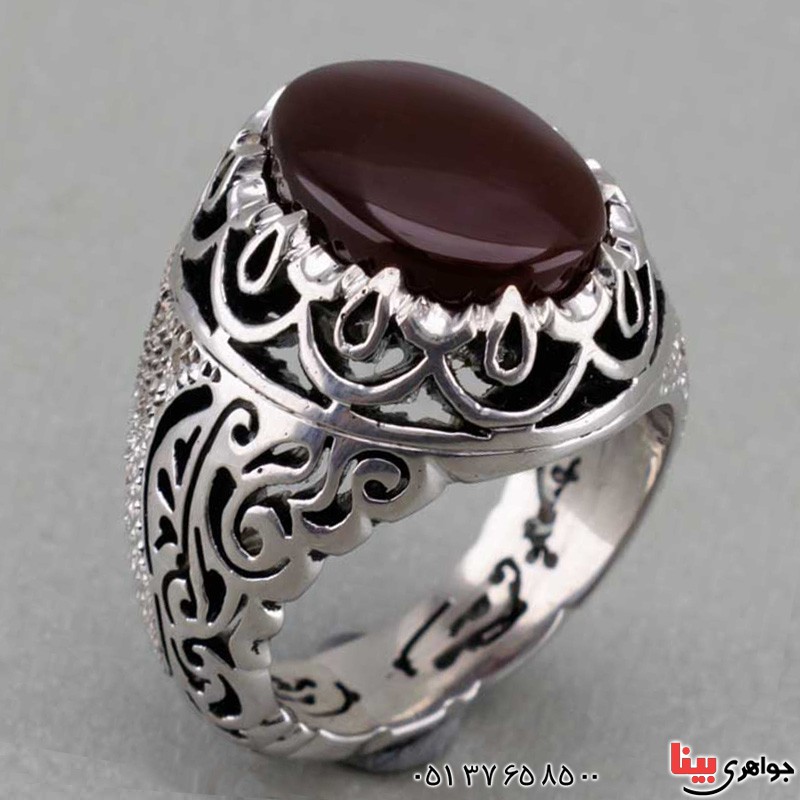انگشتر عقیق یمنی دور الماس بسیار خوشرنگ _کد:20063