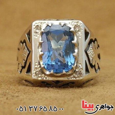 انگشتر توپاز دور الماس مدل آذری _کد:20085