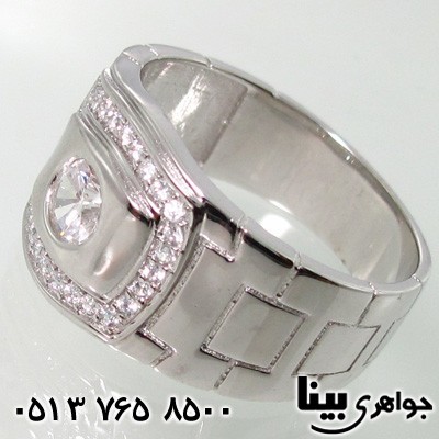 انگشتر نقره مردانه رادیوم نگین سوئیسی