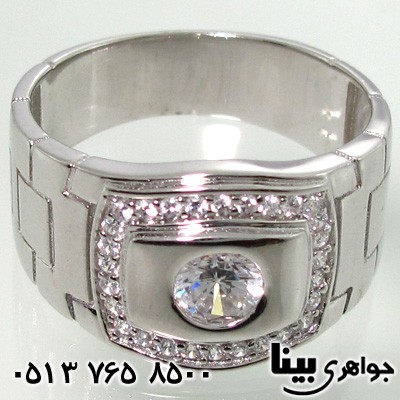 انگشتر نقره مردانه رادیوم نگین سوئیسی