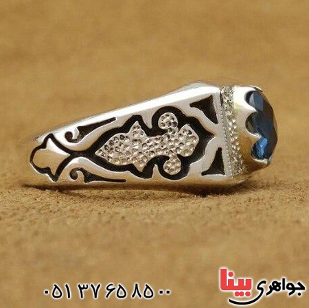 انگشتر توپاز دور الماس مدل شبکه ای _کد:20087