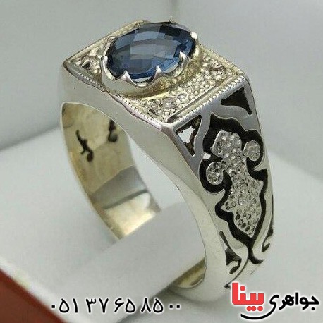انگشتر توپاز دور الماس مدل شبکه ای _کد:20087