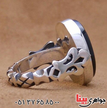 انگشتر عقیق یمنی خطی بسیار عالی مدل صفوی _کد:20151