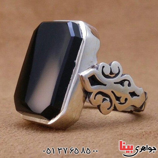 انگشتر عقیق یمنی مشکی بسیار خاص _کد:20154