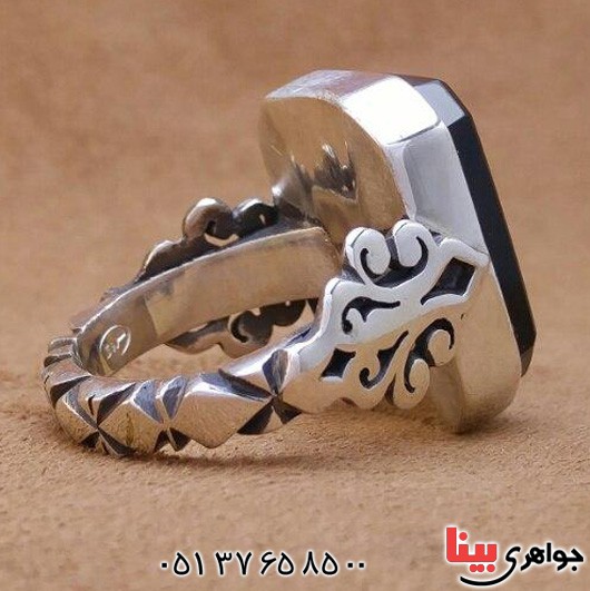 انگشتر عقیق یمنی مشکی بسیار خاص _کد:20154