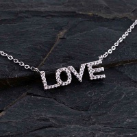 گردنبند نقره  زنانه رودیوم نگین سوئیسی طرح LOVE 