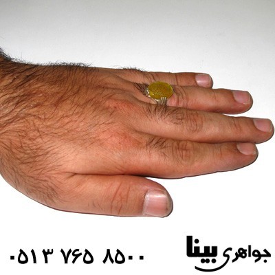 انگشتر عقیق شرف الشمس مردانه با حکاکی ماشاءالله