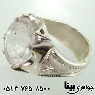 انگشتر عقیق سفید دُر نجف مردانه تراش برلیانی
