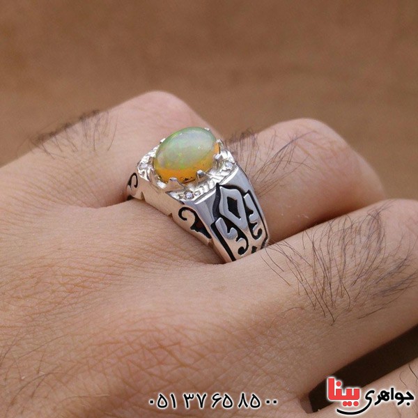 انگشتر اوپال دور الماس بسیار زیبا _کد:20243