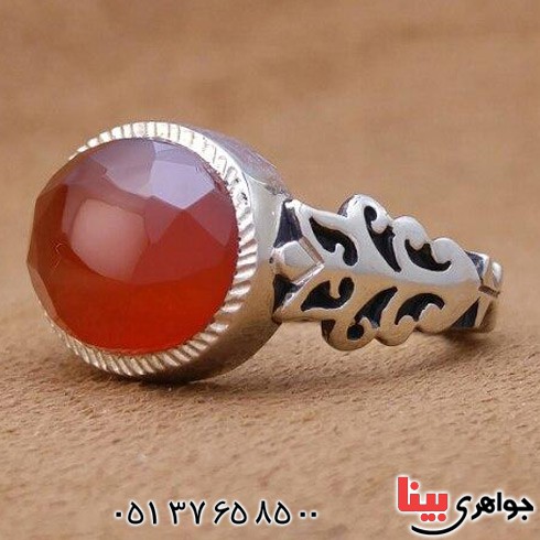انگشتر عقیق یمنی مردانه مدل صفوی بسیار عالی _کد:20244