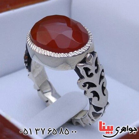 انگشتر عقیق یمنی مردانه مدل صفوی بسیار عالی _کد:20244