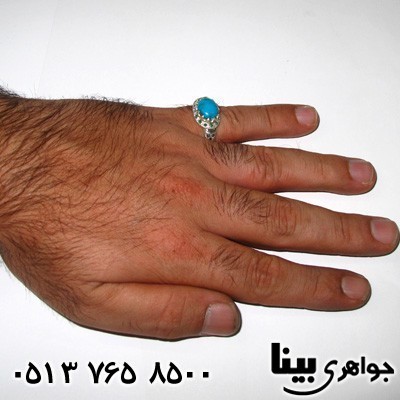 انگشتر چند جواهر فیروزه، زمرد و یاقوت مردانه