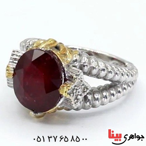 انگشتر یاقوت سرخ دور الماس بسیار عالی _کد:20310
