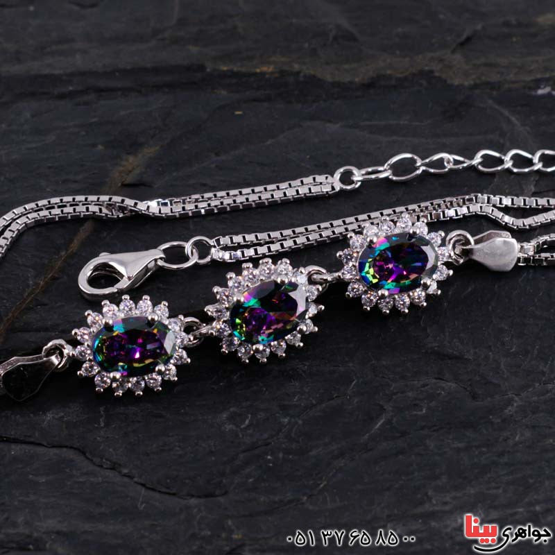 دستبند کوارتز هفت رنگ بسیار زیبا _کد:20319