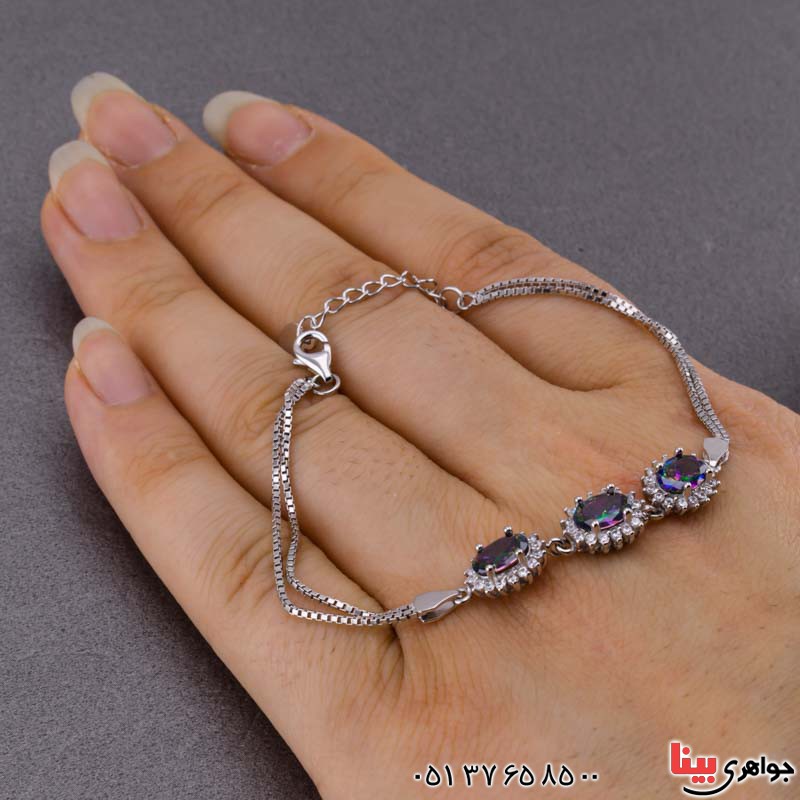 دستبند کوارتز هفت رنگ بسیار زیبا _کد:20319