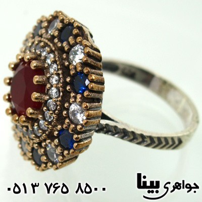 انگشتر جید زنانه سه نگین