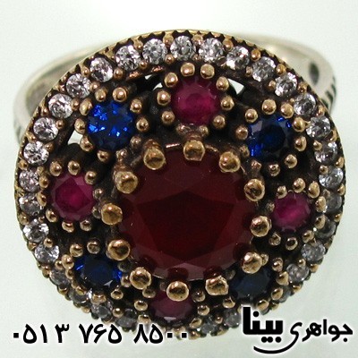 انگشتر جید زنانه عثمانی سه نگین