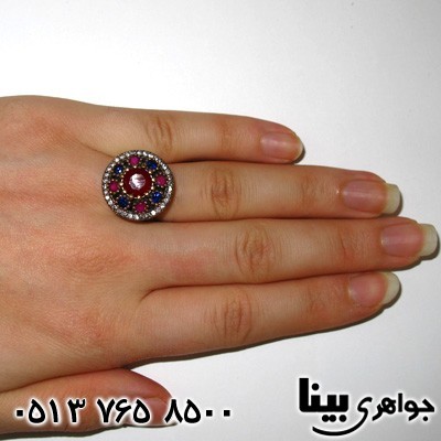 انگشتر جید زنانه عثمانی سه نگین