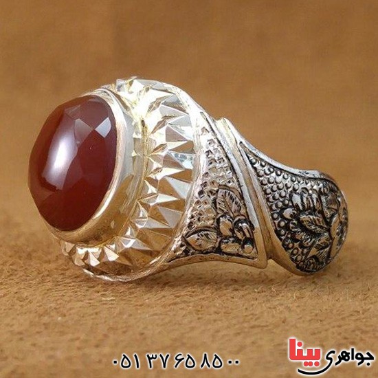 انگشتر عقیق یمنی فاخر مردانه  _کد:20358