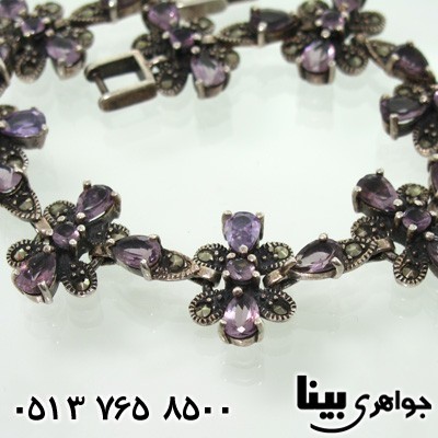 دستبند آمتیست و حدید گل برگی