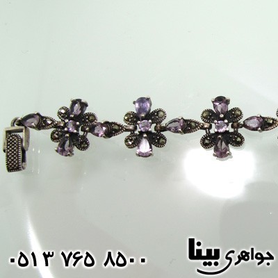 دستبند آمتیست و حدید گل برگی