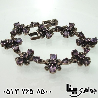 دستبند آمتیست و حدید گل برگی