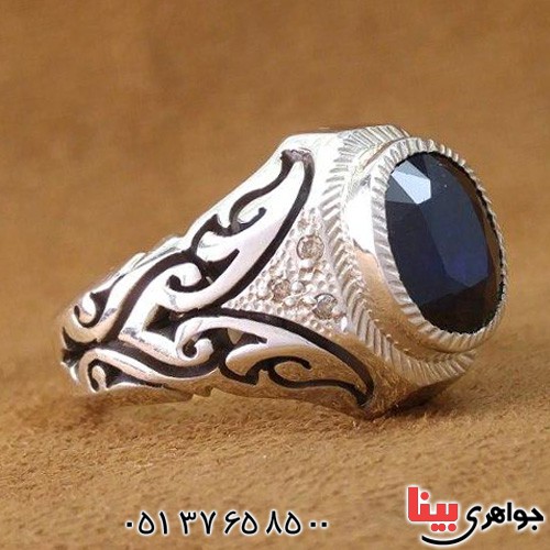 انگشتر یاقوت کبود دور الماس بسیار خاص _کد:20368