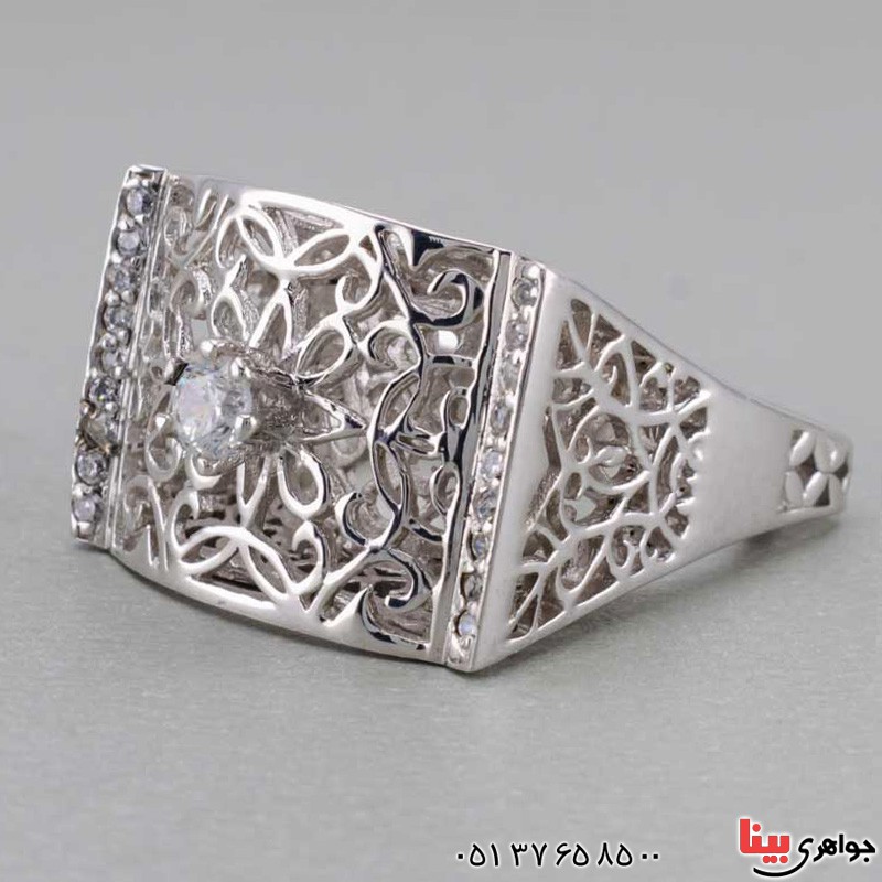 انگشتر الماس زنانه شبکه ای مجلسی برند SPN _کد:20384