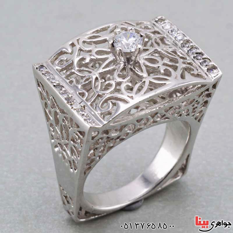 انگشتر الماس زنانه شبکه ای مجلسی برند SPN _کد:20384