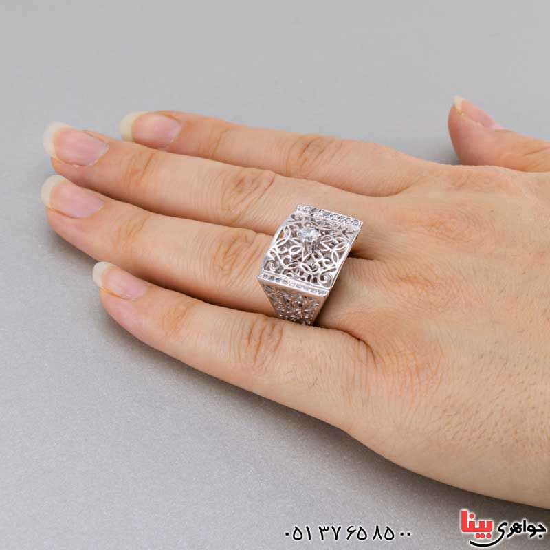 انگشتر الماس زنانه شبکه ای مجلسی برند SPN _کد:20384