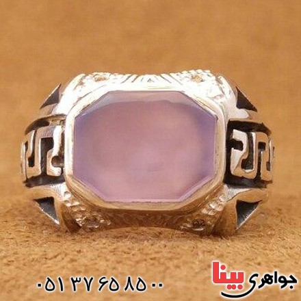انگشتر عقیق یمنی دور الماس مدل شبکه ای ورساچی _کد:20426