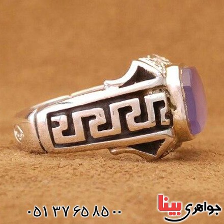 انگشتر عقیق یمنی دور الماس مدل شبکه ای ورساچی _کد:20426