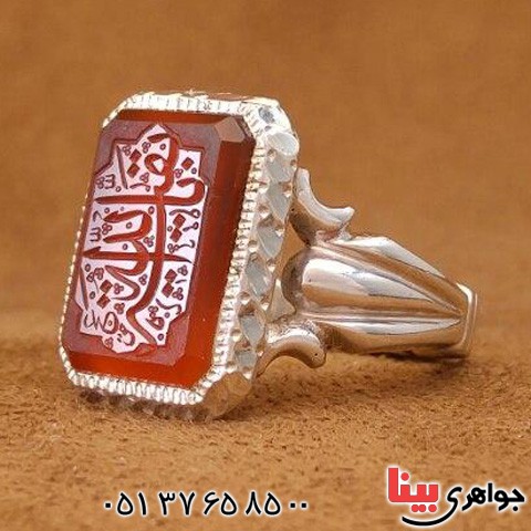 انگشتر عقیق یمنی خطی بسیار عالی مدل آذری _کد:20428