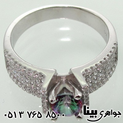 انگشتر توپاز هفت رنگ زنانه نگین برجسته