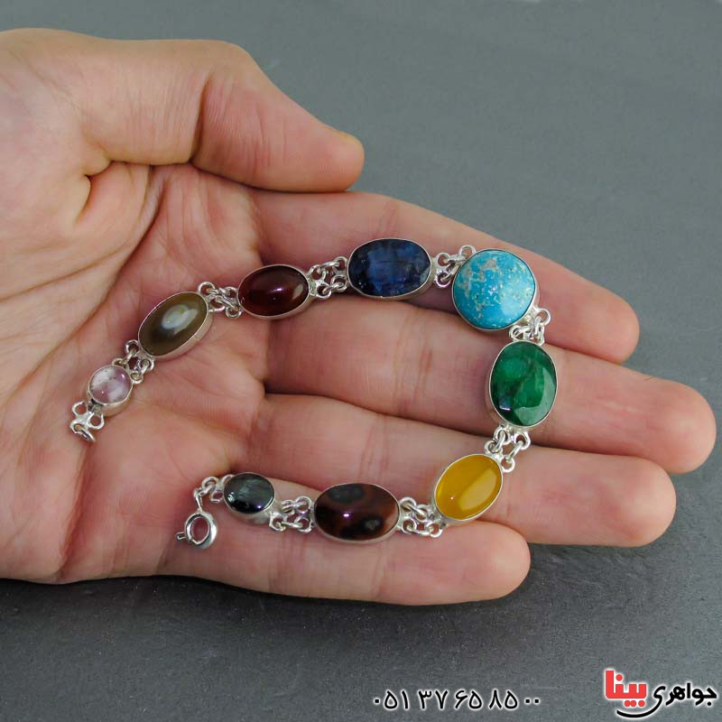 دستبند چند جواهر سنگ درمانی مدل سلجوقی _کد:20468