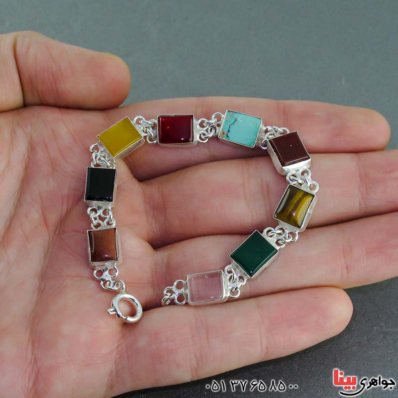 دستبند چند جواهر سنگ درمانی مدل سلجوقی _کد:20475
