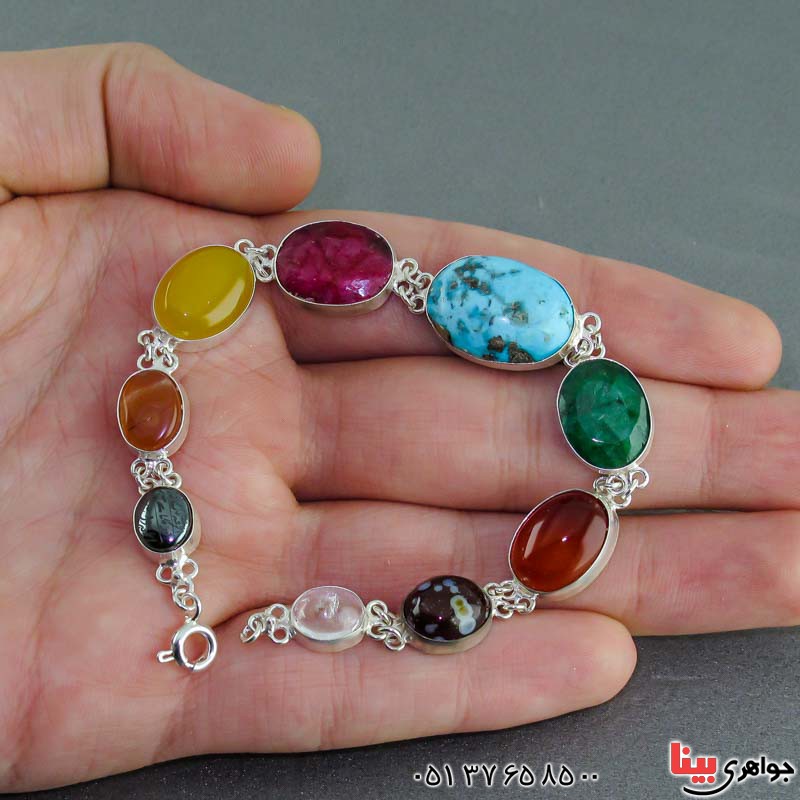 دستبند چند جواهر سنگ درمانی مدل سلجوقی _کد:20476