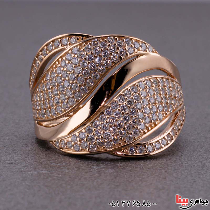 انگشتر نقره نگین سوئیسی رودیوم رزگلد _کد:20482