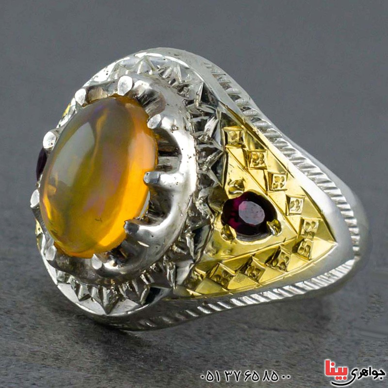 انگشتر اوپال و یاقوت سرخ فاخر _کد:20483