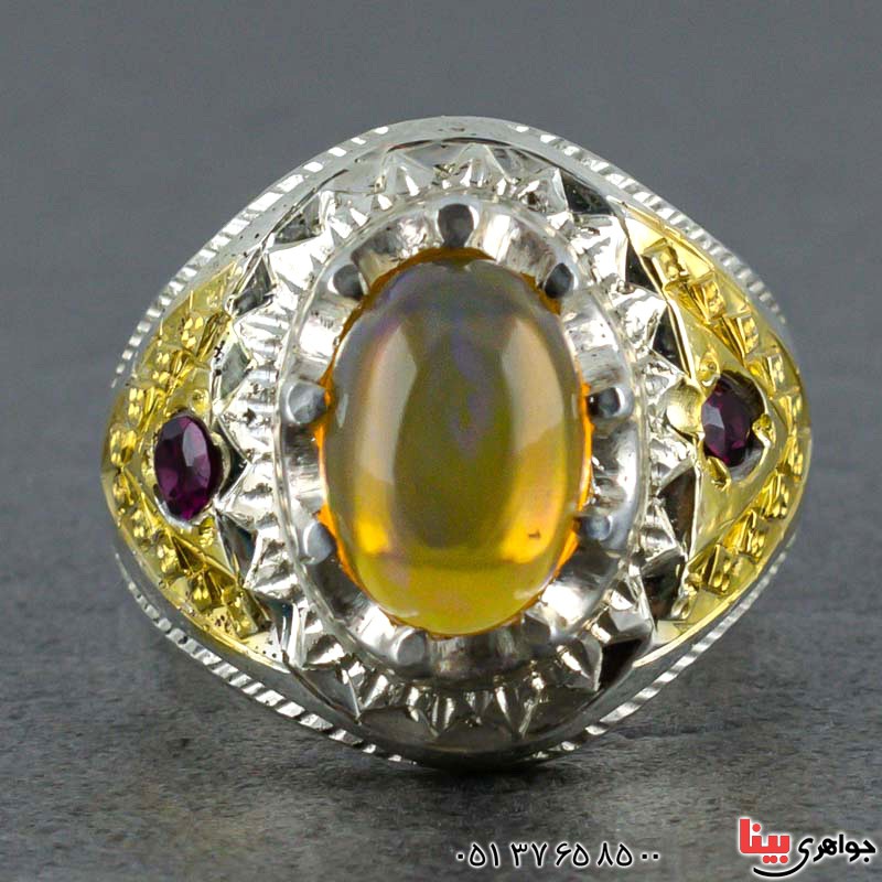 انگشتر اوپال و یاقوت سرخ فاخر _کد:20483