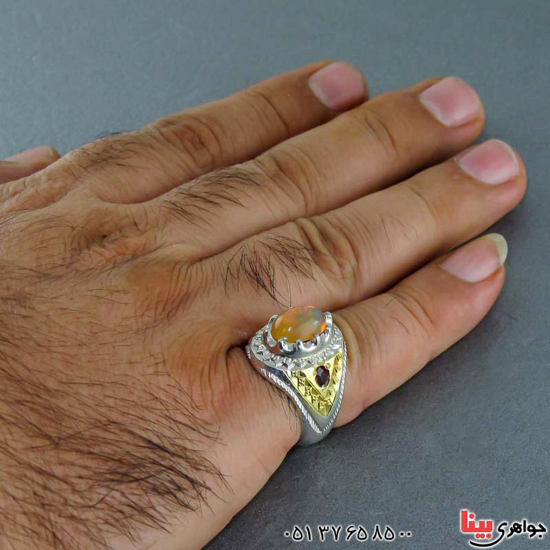 انگشتر اوپال و یاقوت سرخ فاخر _کد:20483