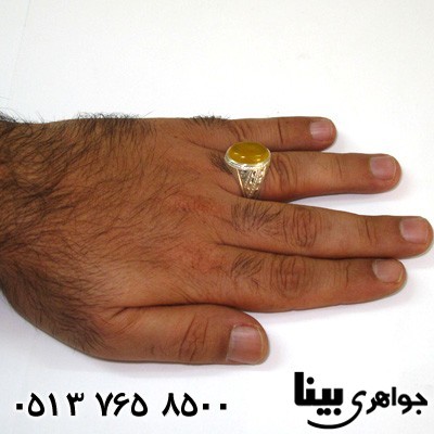 انگشتر عقیق شرف الشمس مردانه تراش نقطه ای