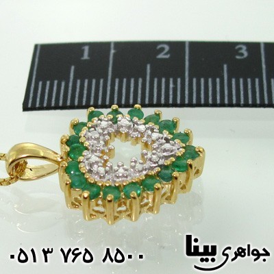 گردنبند چند جواهر زمرد و الماس قلبی