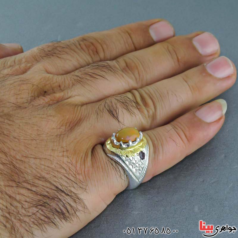 انگشتر اوپال و یاقوت سرخ بسیار فاخر _کد:20606